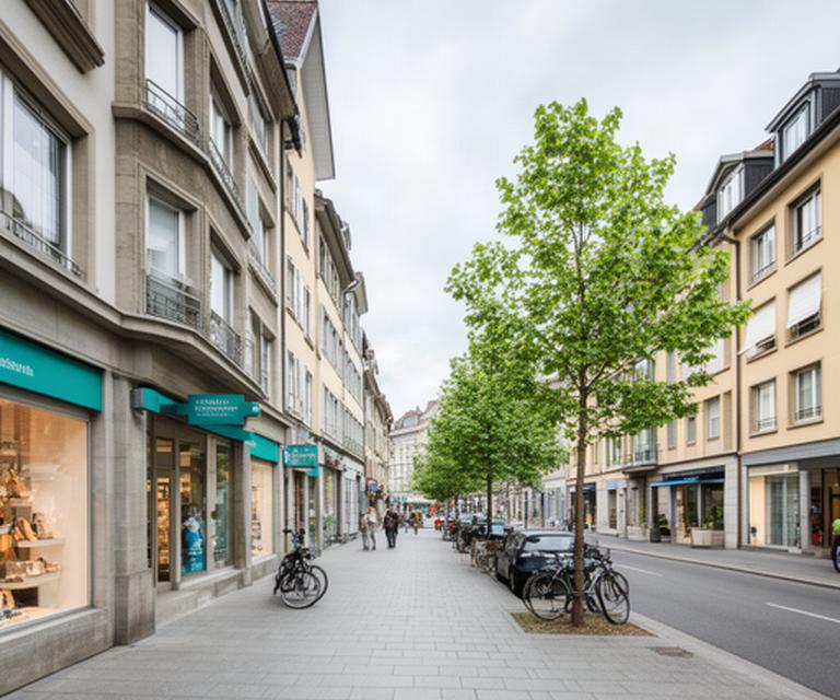 Strassenszene rund um die Tödistrasse in Basel mit gut erreichbarem Fachgeschäft